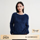 EP Yaying Women's Wear Brushed Soft Round Neck Loose Pullover Sweater 2025 Winter New Style 9599A Navy Blue L