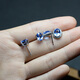 Xidian picked up blue topaz earrings for women Tanzanite blue s925 silver inlaid with Princess Diana's four claws simple oval earrings simple style