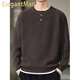 ElegantMan Henry Collar Sweater Men's 2025 New Autumn and Winter Loose Lazy Style Boys' Sweater Tops Men's Trendy Brown M_Suitable-135Jin Jin is equal to 0.5 kg
