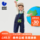 Mini Balabala boys and girls pants autumn new baby overalls cute and cute baby jeans denim dark blue 88301 100