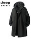 JEEP SPIRIT Large Size Men's Mid-Length Windbreaker Jacket Men's Spring and Autumn Style Fatty Loose Plus Fat Extra Large Hooded Fat Man Coat Black 2XL (220Jin Jin is equal to 0.5kg -245Jin Jin is equal to 0.5kg)