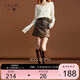 Sancai 2025 winter new leather skirt skirt high waist A-line skirt short skirt retro modern M