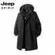 JEEP SPIRIT Large Size Men's Mid-Length Windbreaker Jacket Men's Spring and Autumn Style Fatty Loose Plus Fat Extra Large Hooded Fat Man Coat Black 2XL (220Jin Jin is equal to 0.5kg -245Jin Jin is equal to 0.5kg)