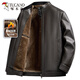Woodpecker 2025 New Dad Winter Leather Jacket Men's Velvet Thickened Middle-aged and Elderly Men's New Warm Leather Jacket Brown L (180) Recommended 110-130Jin Jin equals 0.5 kg