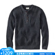 L.L.Bean Men's Sweater Waffle Henry Shirt Autumn and Winter Warm, Soft and Comfortable Middle-aged and Old Dad Pullover Fashion Black Faded Black S Suitable for Net Bust 97-105CM