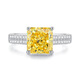 S925 Ring Women's Light Luxury Premium Four-Prong Yellow Diamond Small Sugar Cube Diamond Ring Original New Model Simple Model FDJZ-116-Tanzan Color No. 5