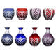 Yusenyi creative Japanese-style glass sake cup hand-engraved Jianghu Kiriko engraved cup sake pot restaurant home small wine glass red-rice character-sake cup (about 50ml)