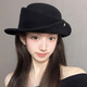 Beimuge Thousand Gold Top Hat Women's Hat Autumn and Winter 2025 New Woolen Fisherman Hat Felt Hat Basin Hat Winter Hat Hepburn Style Elegant French Thousand Gold Style Curly Black Top Hat