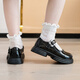 G.duck girls' small leather shoes 2025 new soft-soled children's black performance shoes for older children, college-style style princess shoes, black 26, shoe inner length 15.6cm