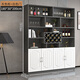 Yusenyi wine cabinet against the wall living room home red wine storage cabinet modern simple wine cabinet sideboard integrated entrance cabinet customization 180 long European style door 4 doors gray white double door