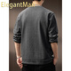 ElegantMan high-end American retro Henry long-sleeved sweater men's autumn new loose casual retro bottoming shirt dark gray S