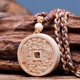 Layun Feiyin natural mammoth ivory mountain ghost money pendant copper coin shape mammoth ivory carving pendant stationery accessories