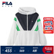 FILA Children's Sun Protection Clothing 2025 Autumn New Loose Woven Hooded Jacket for Boys, Middle and Large Children Jade White-WT 160