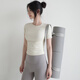 Tight women's top yoga short-sleeved women's pleated waist breathable quick-drying sports T-shirt summer slimming Pilates milk white S