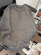 Xiaohongshu's popular solid color Henry collar sweater men's autumn and winter fashionable high-end sweater loose American style retro light gray M one size fits all