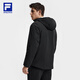 FILA Official Men's Cotton Clothes 2026 Spring New Fitness Sports Simple Loose Warm Hooded Jacket Dark Black-BK L 175/96A/L