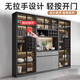 The middle shopkeeper living room wine cabinet display cabinet against the wall 2025 solid wood light luxury tea wine cabinet storage cabinet with glass door 80+120A/grey door free delivery
