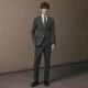 Guillaume de Mons flannel suit wool high-end suit haute couture men's business casual wedding men 2025 autumn and winter dark green top + trousers 50