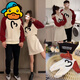 G.duck Internet celebrity parent-child clothing autumn sweatshirt hooded new family of three family clothing baby romper mother and daughter dress picture color 90 romper (comes with hat)