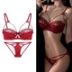 Victoria Palace Sexy Bra Red Benmingnian Bra Set Push-up Small Breast Push-up Push-up Anti-sagging Thin Bra Set Red Set L (Suitable for 36/80ABC)