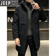 JEEP SPIRIT冬季潮胖男痞帅派克连帽加棉风衣棉衣棉服加肥大码加厚中长款外套 【加棉】军绿 加厚 L 165：115斤以内