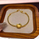 Chuhuang 9999 Pure Gold Silver Hello Kitty Half Bracelet Half Chain Bracelet as a Gift for Girlfriend KT Cat Half Bracelet 1g 5D Hard Gold + Silver Core