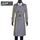 JEEP SPIRIT Jeep Men's Spring and Autumn Over-the-Knee Long Fashionable and Handsome Color Changing Extra Long Trench Coat Slim Jacket Fashion Coat Gray XL Recommended 150Jin Jin equals about 0.5kg