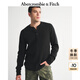 Abercrombie & Fitch Men's 25 Autumn and Winter New American Style Versatile Cotton Waffle Henley Collar Knitted Long-Sleeve T-Shirt 124-5645 Black M (180/100A)