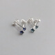 Xidian natural tanzanite 3mm sapphire earrings London blue topaz mini sterling silver ears for women Tanzanite blue 3mm | silver pair