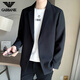 AX Armani's new light luxury handsome suit men's spring business casual suit jacket Korean style trendy single suit gam-K055 solid color single button small suit black M