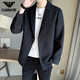 AX Armani's new light luxury handsome suit men's spring business casual suit jacket Korean style trendy single suit gam-K055 solid color single button small suit black M