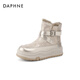 DAPHNE Daphne thick-soled snow boots women's short boots 2025 new women's boots plus velvet warm student cold-resistant cotton boots gold plus velvet heel height 5cm 37 (235mm) standard size