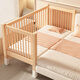 Yongdianfang solid wood children's bed spliced bed can be raised and lowered for babies to widen the bedside and heighten the guardrails for babies and adults can sleep on three sides (side lifting) + 6 cm latex brown cushion + embroidered bear 60 high bed 200x60cm