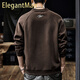 ElegantMan American retro heavyweight double-sided cotton sweatshirt for men 2025 autumn new loose Henry collar long-sleeved shirt for men dark brown M _suitable_-125Jin Jin is equal to 0.5 kg