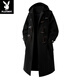 Playboy (PLAYBOY) Horn Button Woolen Coat Men's Mid-Length Over-the-Knee Hooded Windbreaker Spring and Autumn Premium Woolen Coat Men's Brown XL