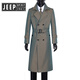 JEEP SPIRIT Jeep Men's Spring and Autumn Over-the-Knee Long Fashionable and Handsome Color Changing Extra Long Trench Coat Slim Jacket Fashion Coat Gray XL Recommended 150Jin Jin equals about 0.5kg