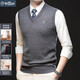 Goldlion cardigan men's 100 pure wool vest autumn and winter V-neck middle-aged and elderly dad solid color waistcoat sweater men D019 upper cyan round neck M 165