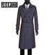 JEEP SPIRIT Jeep Men's Spring and Autumn Over-the-Knee Long Fashionable and Handsome Color Changing Extra Long Trench Coat Slim Jacket Fashion Coat Gray XL Recommended 150Jin Jin equals about 0.5kg