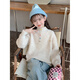 G.duck Girls' Sweater Autumn and Winter 2025 New Style Children's Sweater Big Children's Winter Sweater One-piece Velvet Thickened Khaki 160 cm