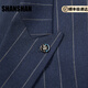 SHANSHAN light luxury brand men's suit blue striped double-breasted business casual fashion suit blue striped XL 180/50