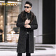 MONZO国际一线品牌新款羊毛大衣男士呢子修身长款皮草外套加绒内胆复古 黑色 羊毛外套(貉子毛领) L 175/x (125-140斤)