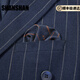 SHANSHAN light luxury brand men's suit blue striped double-breasted business casual fashion suit blue striped XL 180/50