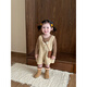 Girls overalls set baby autumn style corduroy jumpsuit versatile long-sleeved T-shirt two-piece set khaki overalls 80 cm