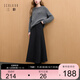 Sancai 2025 new winter style simple and elegant elastic waist skirt temperament commuting A-line skirt long skirt M