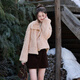 Sancai 2025 winter new warm pink fur coat eco-friendly fur loose short long sleeve lapel M