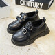 Girls' Velvet Leather Shoes 2025 Winter New Children's Princess Shoes College Style Small Single Shoes Soft Sole Black Loafers Black Velvet Size 33 Inner Length Approximately 20.2CM