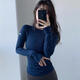 Ayub Luxurious Fitness Wear Soft High-Elastic Yoga Top Women's Autumn and Winter Round Neck Slimming and Tight Pilates Training Navy S