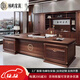 Solid wood executive desk, boss desk, new Chinese style ebony wood, chairman's office, president's desk, high-end office furniture 2.2m boss table + side table, Gabonese ebony wood