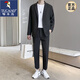 Woodpecker suit men's light mature style casual loose tops trendy coat yuppie handsome dk uniform men's small suit three-piece suit black casual suit + drape trousers + white short sleeves XL 125-145Jin Jin equals 0.5 kg