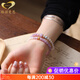 Genormanmann natural kunzite double circle purple crystal bracelet for women, double color freshwater pearl bracelet, beads 6mm